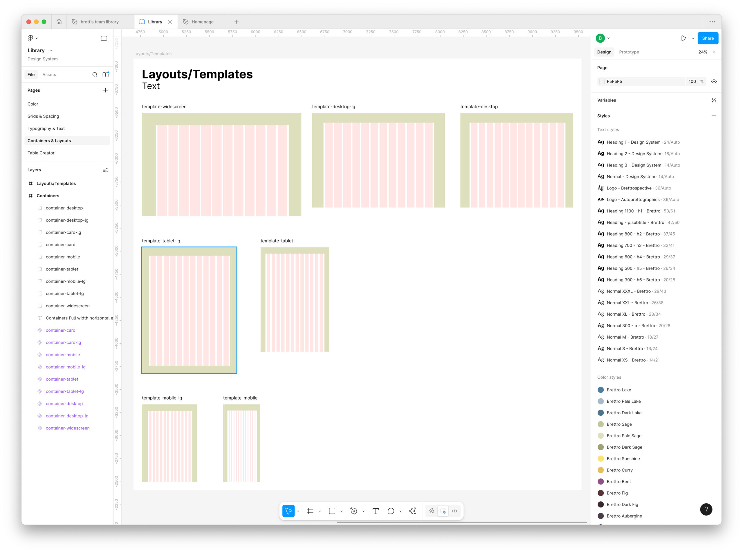 Initial layouts using the 12 column grid.
